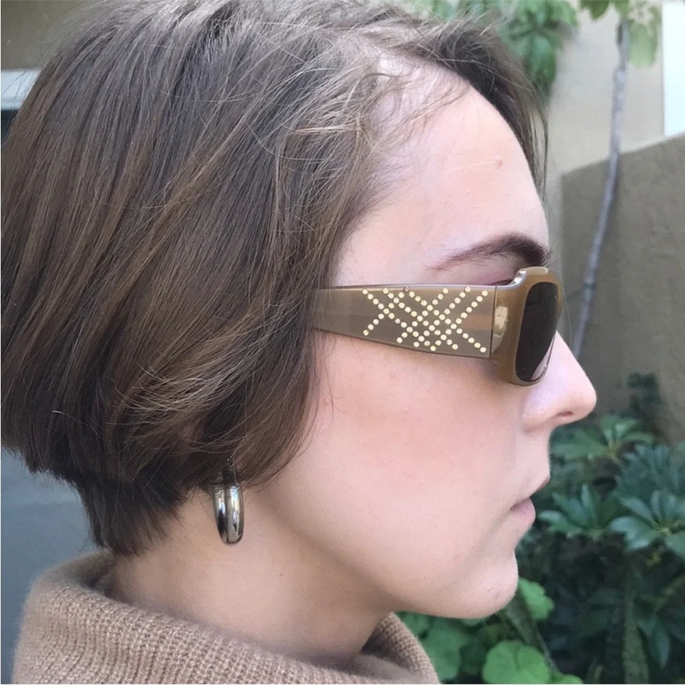 Vintage Burberry Tan/Brown Sunglasses with Rhinestone Detail
